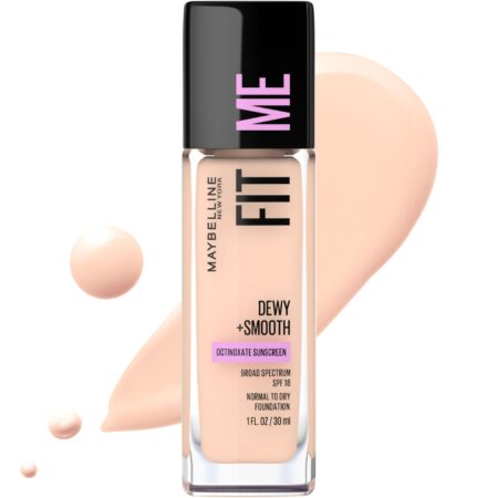 Maybelline Fit Me Dewy + Smooth Liquid Foundation Makeup, Fair Ivory, 1 Count (Packaging M