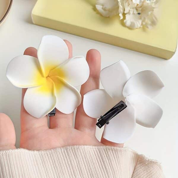 50Pcs 2.5" White Foam Hawaiian Frangipani Artificial Plumeria Flower Hat Hair Clips for Ho - Image 3