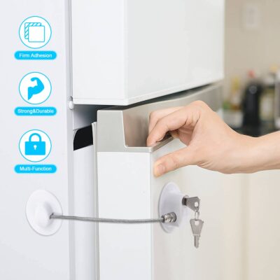 CICICO 2 Pcs Fridge Lock, Refrigerator Lock for Children, Mini Fridge Locks for Kids, Free - Image 2