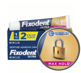 Fixodent Ultra Max Hold Denture Adhesive, 2.2 Oz (Pack of 2)