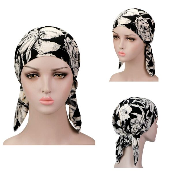Pre Tied Chemo Head Scarf 3 Packed Beanie Skull Cover Cap for Women (Set1) - Image 2