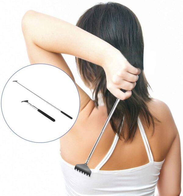 2 Pack Portable Extendable Back Scratcher, Kuvvfe Stainless Steel Telescoping Back Scratch - Image 8