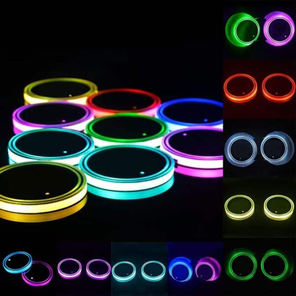 Dalimo Led Cup Holder Lights, 2 Pieces Car Cup Holder led Lights with 7 Colors USB Chargin - Image 5
