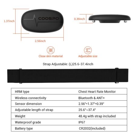 COOSPO H6 Heart Rate Monitor Chest Strap Bluetooth 4.0 ANT+ IP67 Chest Heart Rate Sensor f - Image 6