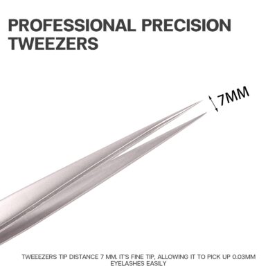 Pretty memory Pointed Tweezers for Eyelash Extensions, Stainless Steel Precision Straight - Image 2