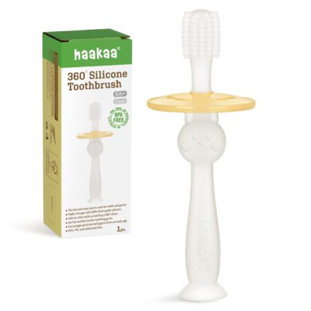 haakaa 360  Baby Toothbrush with Suction Base - Gentle Cleaning for Infant Self-Brushing T