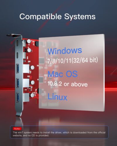 Inateck PCIe to USB 3.2 Gen 2 Card with 20 Gbps Bandwidth, 3 USB Type-A and 2 USB Type-C P - Image 4