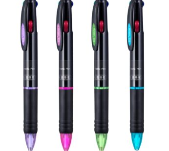 favide 4 Pack 0.7mm 4-in-1 Multicolor Ballpoint Pen?4-Color Retractable Ballpoint Pens for