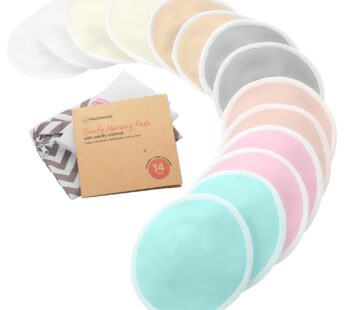 Organic Nursing Pads – 14 Washable Viscose Derived from Bamboo Breastfeeding Pads, Wash Ba