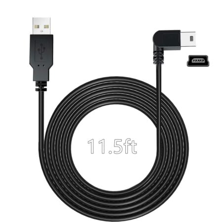 YQMAJIM Charging Power Cable for Dash Cam, (11.5 Ft) USB 2.0 to Mini USB Car Vehicle Power