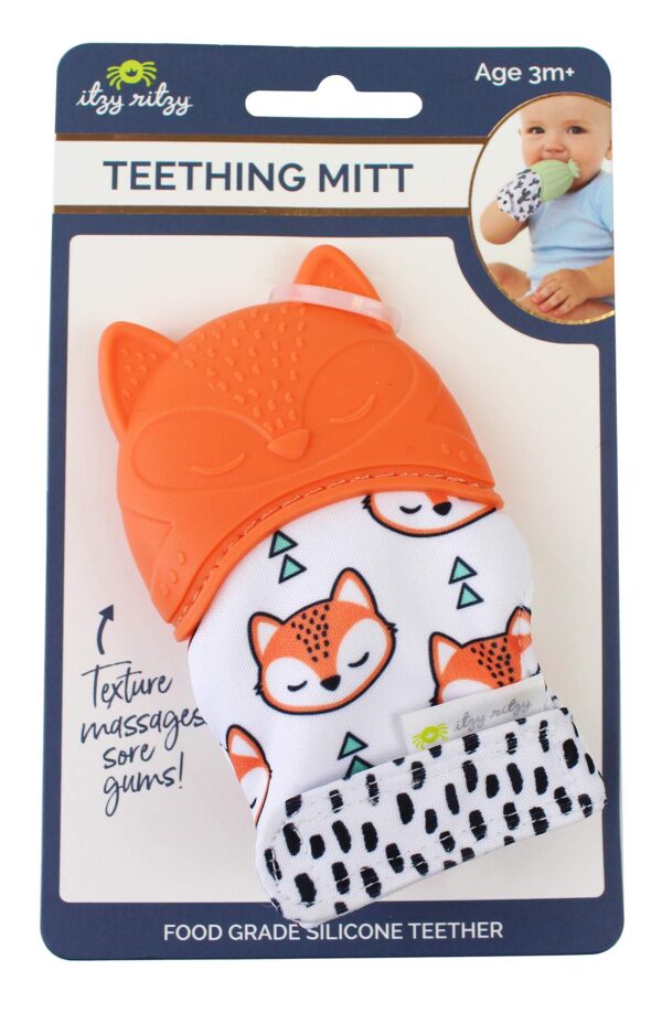Itzy Ritzy Silicone Teething Mitt - Soothing Infant Teething Mitten with Adjustable Strap, - Image 2