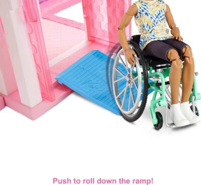 Barbie Ken Fashionistas Doll #167 with Wheelchair and Ramp Wearing Tie-Dye Shirt, Black Sh - Image 3