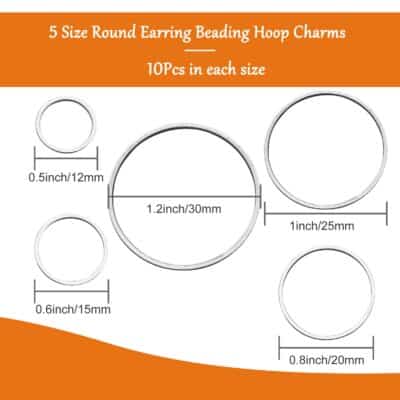 50Pcs Round Earring Beading Hoop Rings,Earring Finding Open Bezels Linking Rings Beading H - Image 5