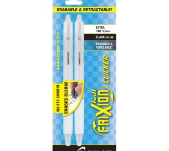 PILOT FriXion Ball Clicker Erasable Gel Ink Retractable Pen, Extra Fine Point, 0.5mm, Whit