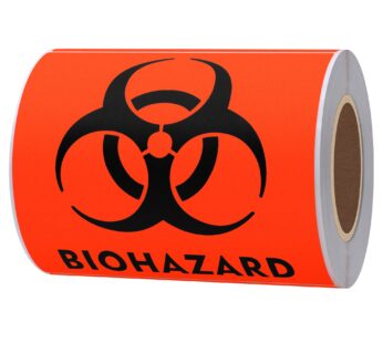 Hybsk 100 PCS Biohazard Labels Warning Sign 4 x 4 inch Fluorescent Red-Orange Hazardous St