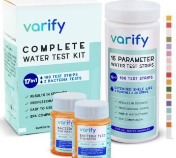 Varify 17 in 1 Complete Drinking Water Test Kit – 100 Strips + 2 Bacteria Tester Kits – We