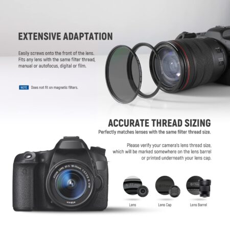Neewer 9 Pieces Lens Filter Rings Set, Made of Anodized Aluminum, Includes: 37-49mm, 49-52 - Image 4