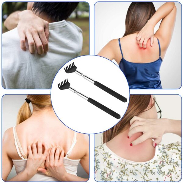 2 Pack Portable Extendable Back Scratcher, Kuvvfe Stainless Steel Telescoping Back Scratch - Image 5