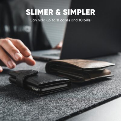 VULKIT Pop Up Wallet, Leather Automatic Credit Card Holder Wallet RFID Blocking Bifold Poc - Image 3