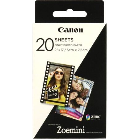 Canon Zink Photo Paper Pack, 20 sheets, White, 2" X 3". (3214C001)