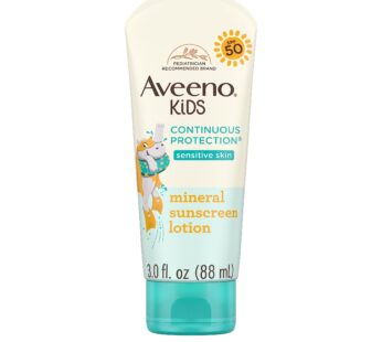 Aveeno Kids Continuous Protection Zinc Oxide Mineral Sunscreen Lotion for Children’s Sensi