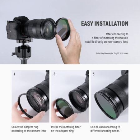 Neewer 9 Pieces Lens Filter Rings Set, Made of Anodized Aluminum, Includes: 37-49mm, 49-52 - Image 6