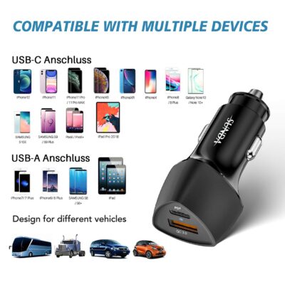 SUNDA USB C Fast Car Charger 51W Dual Ports PD 30W&QC 3.0, Cell Phone Automobile Chargers, - Image 6