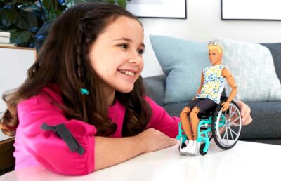 Barbie Ken Fashionistas Doll #167 with Wheelchair and Ramp Wearing Tie-Dye Shirt, Black Sh - Image 2
