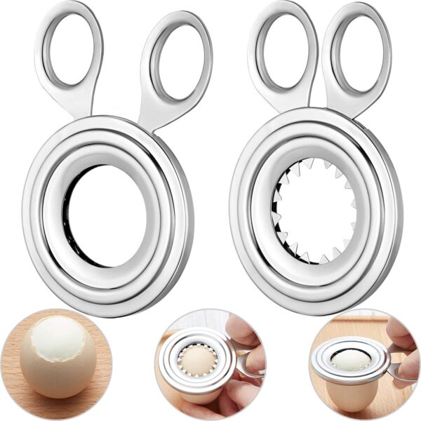 2 Pieces Egg Topper Cutter Stainless Steel Boiled Egg Cutter Cracker Egg Shell Scissors Op