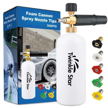 Twinkle Star Foam Cannon 1 L Bottle Snow Foam Lance with 1/4" Quick Connector, 5 Nozzle Ti