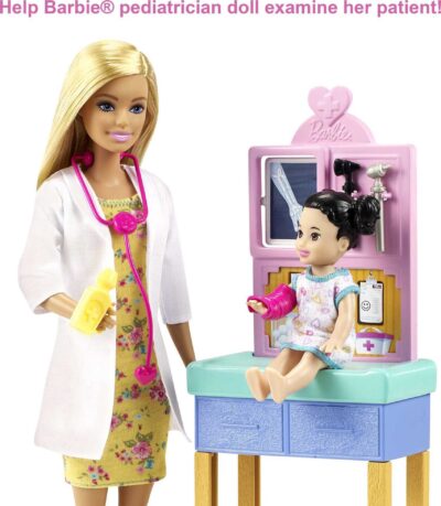 Barbie Careers Doll & Playset, Pediatrician Theme with Blonde Fashion Doll, 1 Patient Doll - Image 3