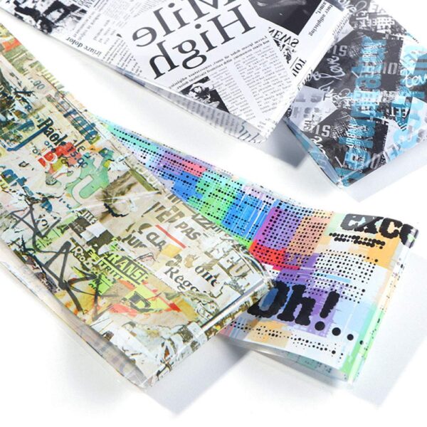 Lookathot 10Sheets Newspaper Words Letters Pattern Sky Stars Nail Art Stickers Symphony Fo - Image 5