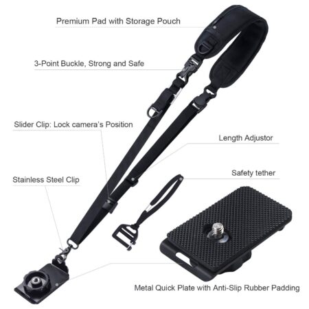 waka Rapid Camera Neck Strap with Quick Release and Safety Tether, Adjustable Camera Shoul - Image 2