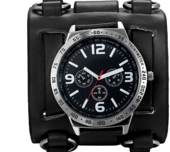 Mens Steampunk Retro Genuine Leather Replaceable Watch Military Japan Quartz Hip-hop Gothi