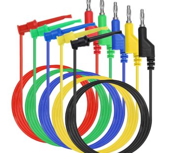 Sumnacon 39 Inch Multimeter Test Lead Set – 5 Pcs Stackable Banana Plug to Test Hook Wire