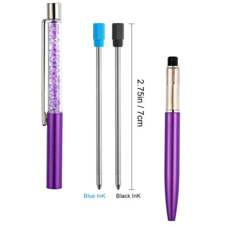TecUnite 2.75 Inch Ballpoint Pen Refills for Diamond Crystal Stylus Pens and Ballpoint Pen - Image 2
