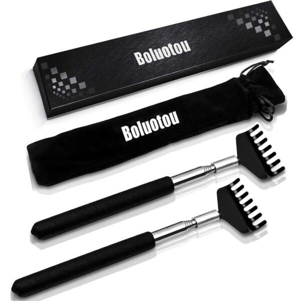 2 Pack Portable Extendable Back Scratcher, Kuvvfe Stainless Steel Telescoping Back Scratch
