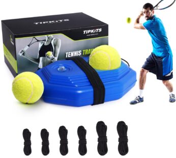 TIPKITS Tennis Trainer Rebound Ball with Strong Non-slip Mat, Portable Solo Tennis Trainin