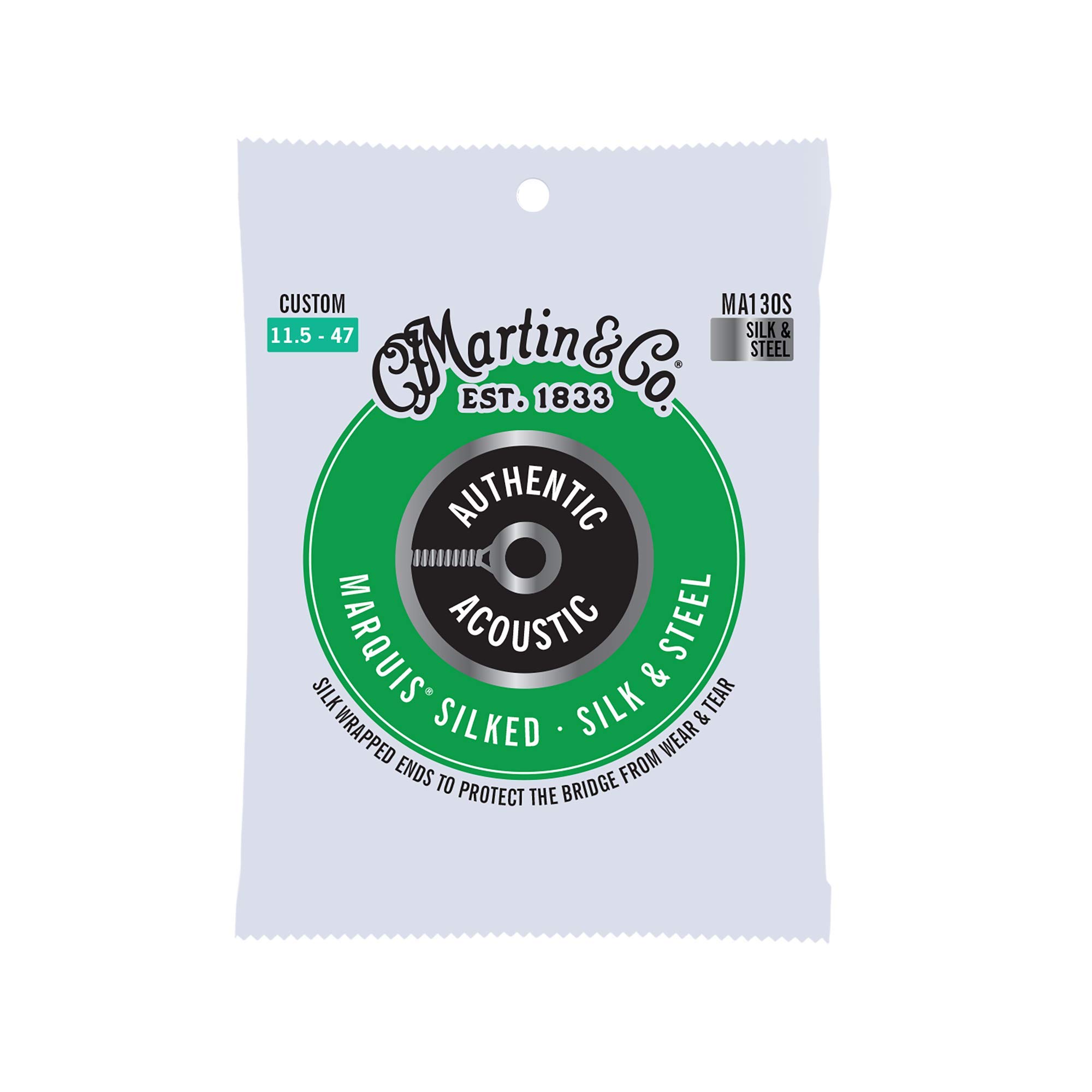 Martin Guitar MA130S Authentic Acoustic Custom-Gauge Marquis Silked Strings, Silk & Steel