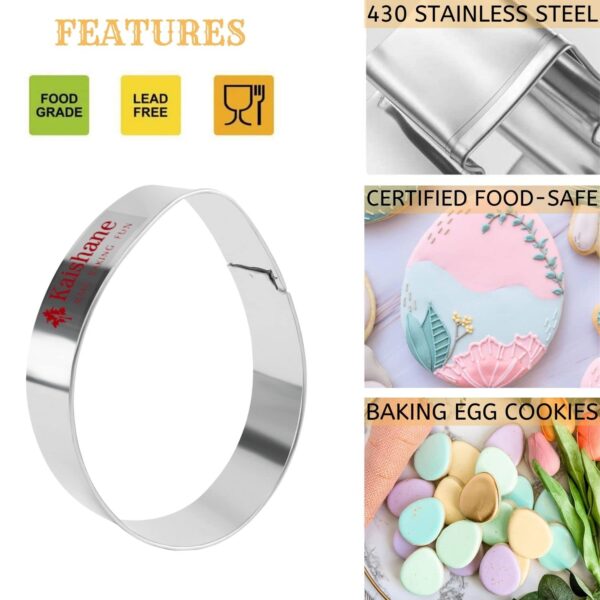 KAISHANE Easter Egg Cookie Cutter Set 3 Pieces Stainless Steel Biscuit Cutter for Baking - Image 2