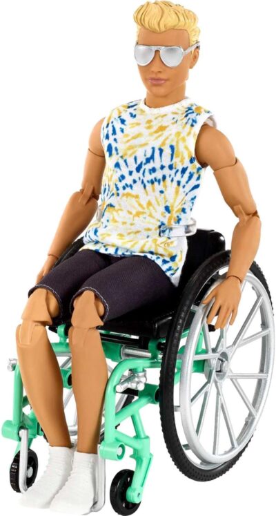 Barbie Ken Fashionistas Doll #167 with Wheelchair and Ramp Wearing Tie-Dye Shirt, Black Sh - Image 5