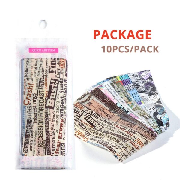 Lookathot 10Sheets Newspaper Words Letters Pattern Sky Stars Nail Art Stickers Symphony Fo - Image 7
