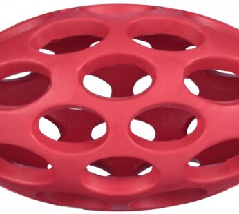 JW Pet Hol-ee Football Dog Toy Puzzle Ball, Natural Rubber, Mini (5.25 Inch Length), Color