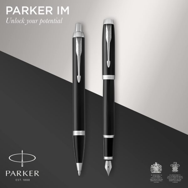 Parker IM Duo Gift Set with Ballpoint Pen & Fountain Pen | Gloss Black with Chrome Trim | - Image 2