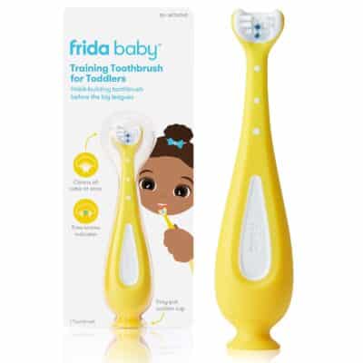 Frida Baby Training Toothbrush | Toddler Toothbrush for 18-24 Months, Easy-Grip Handle, Tr