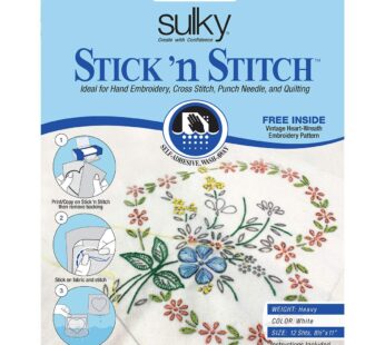 Stick N Stitch Self Adhesive Wash Away Stabilizer Twelve Sheets of 8-1/2 x 11