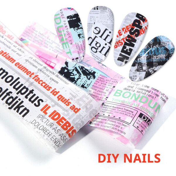 Lookathot 10Sheets Newspaper Words Letters Pattern Sky Stars Nail Art Stickers Symphony Fo - Image 3