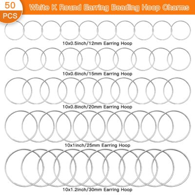 50Pcs Round Earring Beading Hoop Rings,Earring Finding Open Bezels Linking Rings Beading H - Image 2