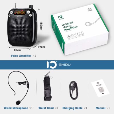 SHIDU Voice Amplifier Teachers with Microphone Headset, Portable PA System Speaker 10W 180 - Image 6