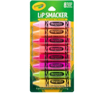 Lip Smacker Crayola Lip Balm Party Pack 8 Count, Cotton Candy, Orange, Sherbert, Watermelo